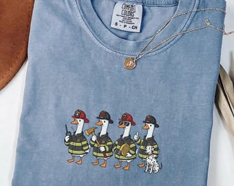 Comfort Colors Firefighter Shirt, Thin Red Line Tee, Fire Dept Hero Uniform, Professional Fireman Gift, Brave Firefighter Husband T-Shirt