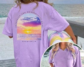 Comfort Colors® Summer Christian Shirt, Christian Apparel,Faith Christianity Tee, Beachy Christian Shirt, Sunset Ocean Tee,Gift for Catholic