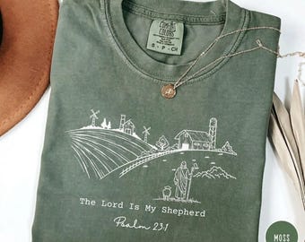 Le Seigneur est mon berger Chemise Comfort Colors®, T-shirt chrétien du Bon Pasteur, T-shirt confessionnel, Cadeau religieux, Vêtements inspirés de la Bible, Psaume 23