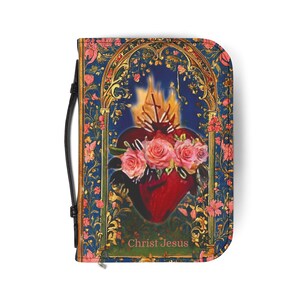 Copertina per Bibbia con Cuore Immacolato, organizer per Scritture con cerniera, regalo cattolico per donne
