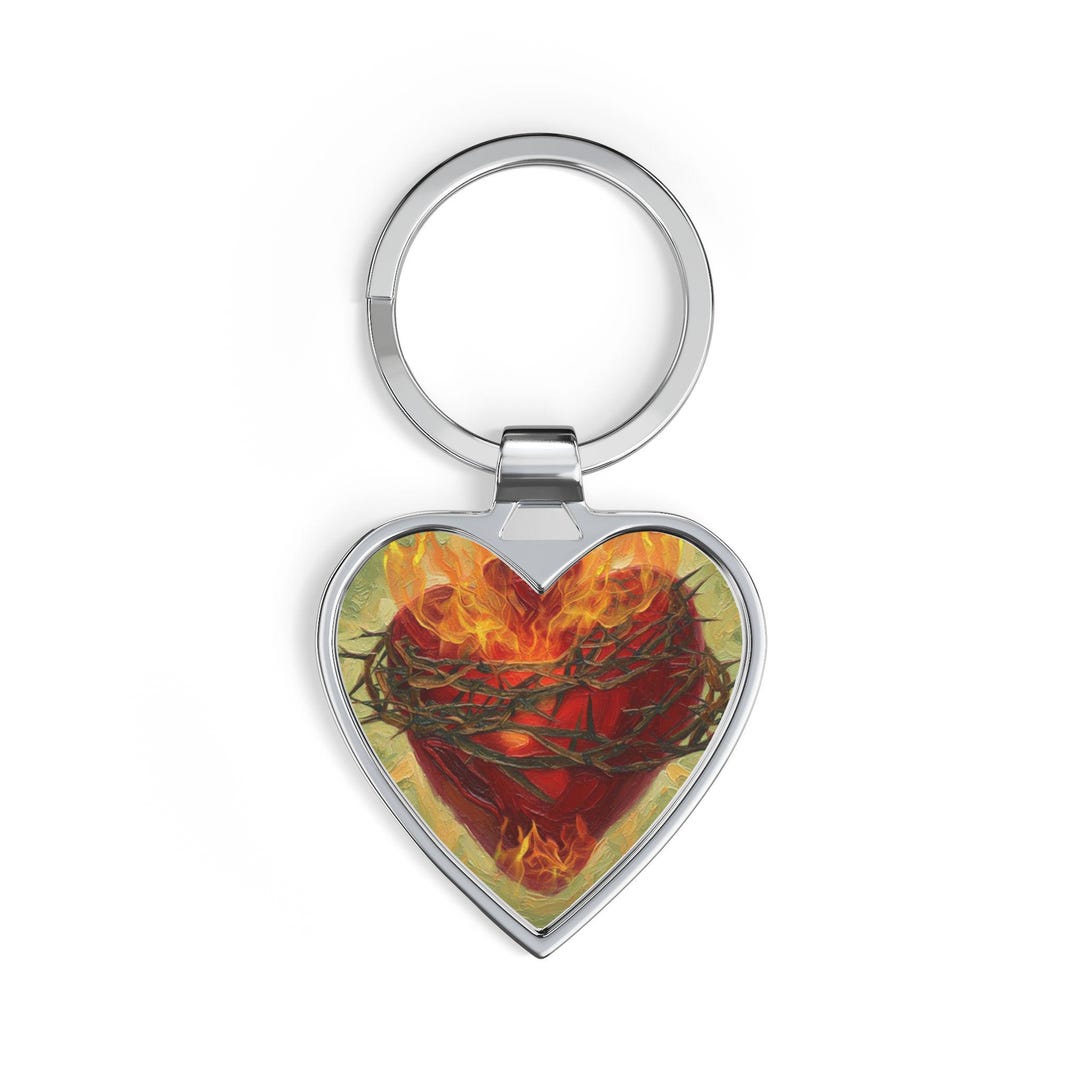 Sacred Key Chain Sacred Heart of Jesus Heart Keychain | Impasto Religious Bag Charm - Etsy