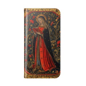 Medieval Book of Hours Mary Illustration Flip Case | Religious Phone Cover