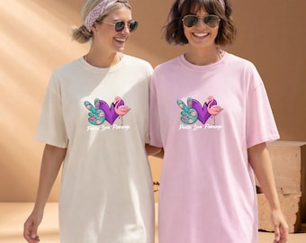 Peace Love Flamingo Shirt, Retro Tropical Summer Tee Gift