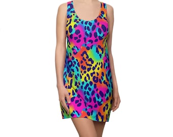 Rainbow Leopard Print Racerback Coverup