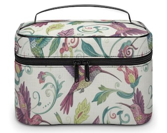 Hummingbird Cosmetic Train Case- Travel Case