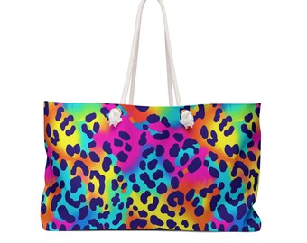 Colorful Leopard Print Weekender Bag - Stylish Travel Tote for Weekend Getaways, Gym, Beach, and Casual Outings