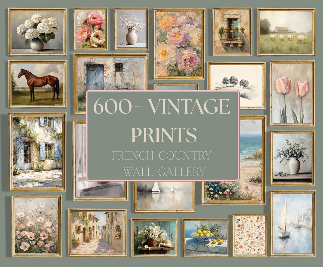 600+ Vintage Wall Art Bundle: French Country Gallery Wall Set ...