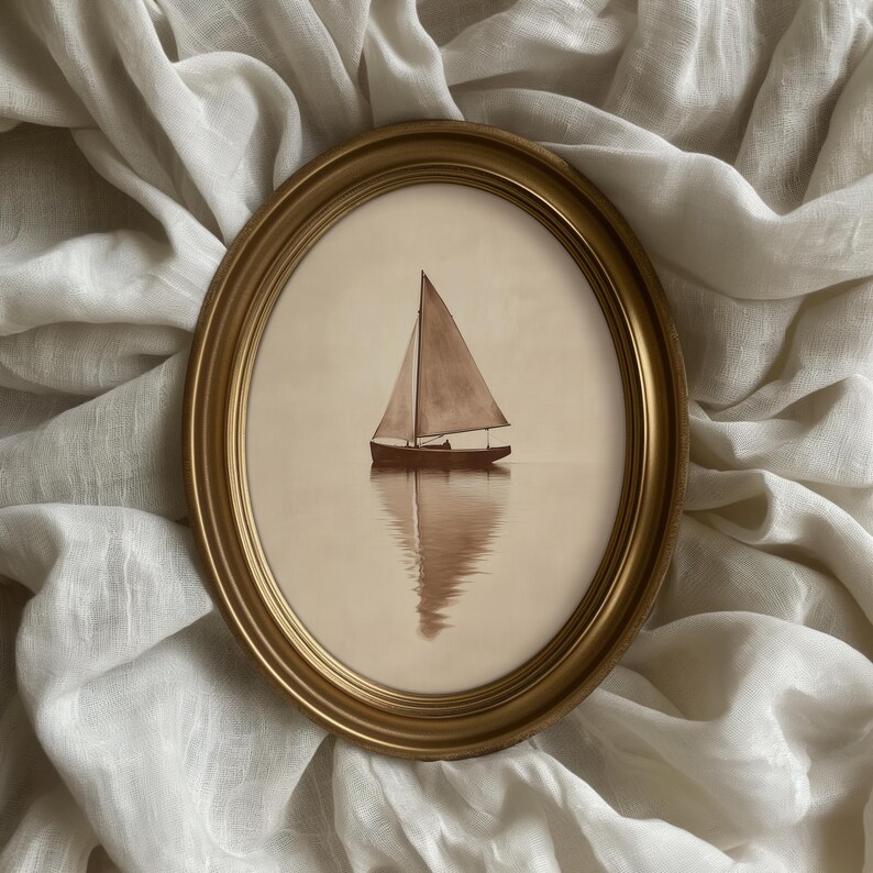 Vintage Sailboat Wall Art Print Decor, Nautical Wall Art Summer Printable, Antique Lake House Seascape 41 image 9