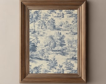 Printable Antique Chinoiserie Wall Art - French Vintage Pastoral Pattern, Cottagecore Farmhouse Decor, Neutral Monochrome Art