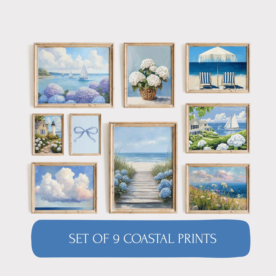 Coastal Gallery Wall Art Set: Ocean Beachy Wall Art, Beach House Decor ...