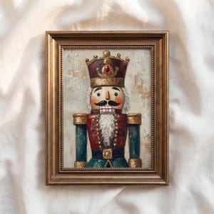Vintage Nutcracker Christmas Print - Digital Download Oil Painting Wall Art for Holiday Decor