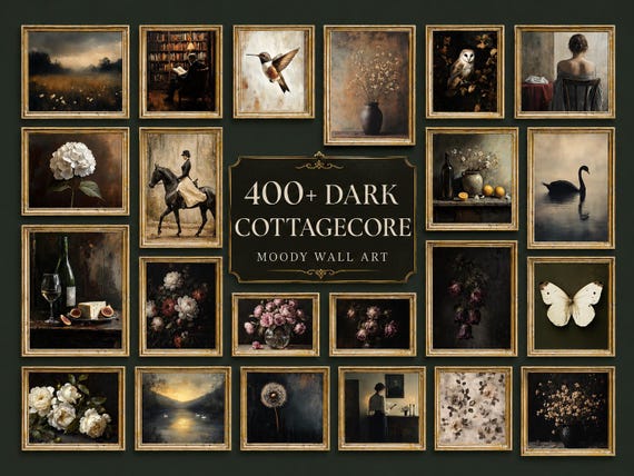 400+ Dark Academia Gallery Wall Prints | Moody Vintage Wall Art Bundle, Gothic French Country Decor