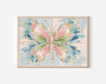 Printable Pastel Butterfly Decor - Preppy Pink, Green and Blue Wall Art for Teen Girl & Nursery,