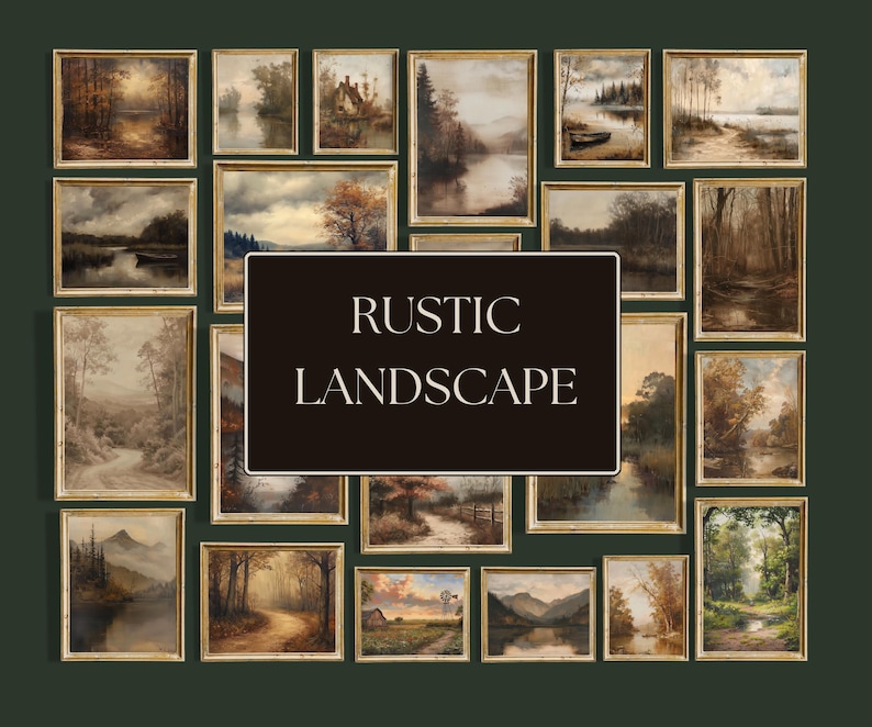 400+ moody wall art bundle with vintage cottagecore prints, dark academia artwork, floral paintings, animal prints, antique landscapes, and gold-framed gallery wall decor.