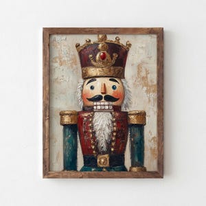 Vintage Nutcracker Christmas Print - Digital Download Oil Painting Wall Art for Holiday Decor