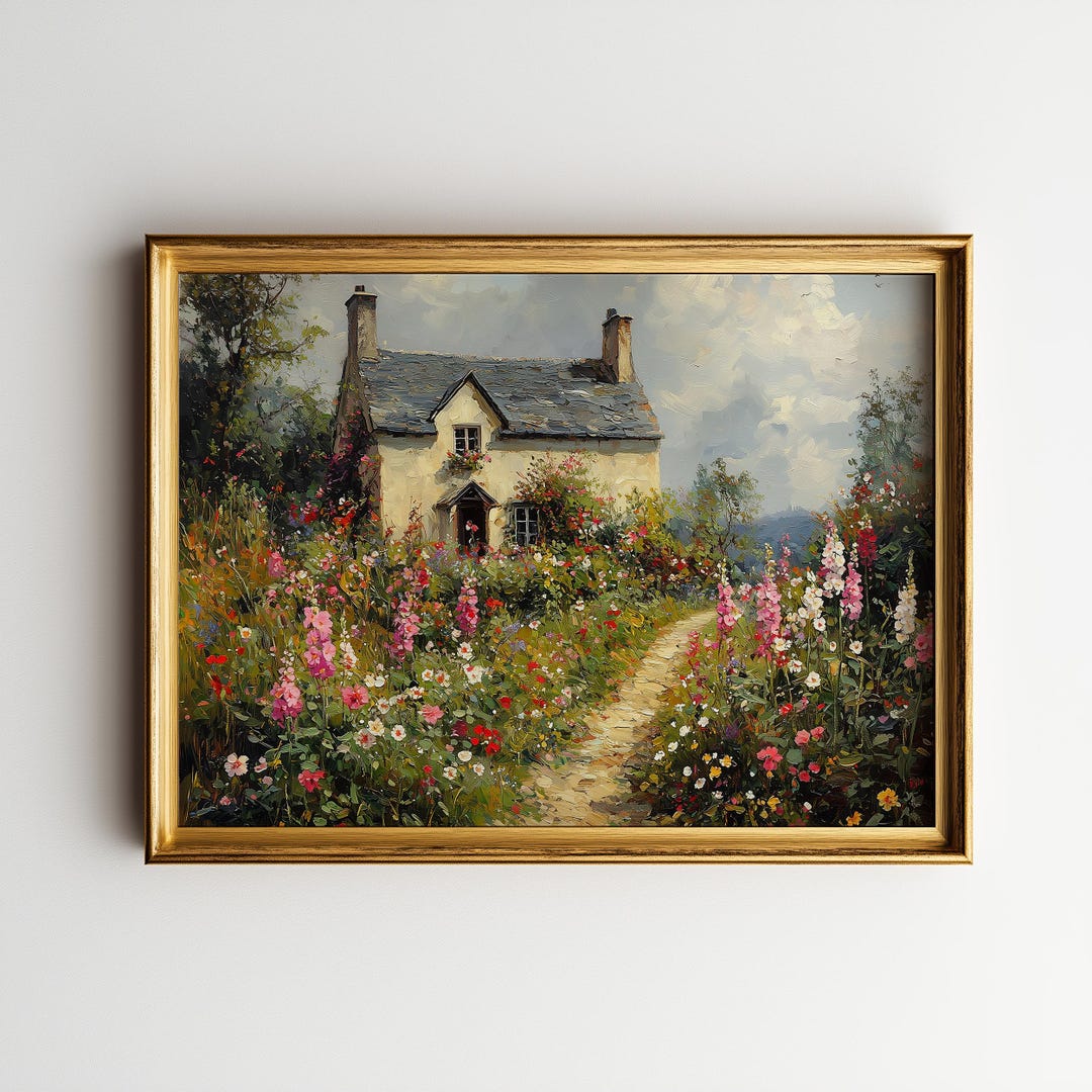 Printable Cottage Garden Wall Art, Cottage Core Decor, Spring Landscape ...