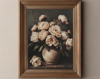 Vintage Dark Floral Print | Moody Botanical Wall Art | Rustic Antique Flower Decor, Digital Download FC213
