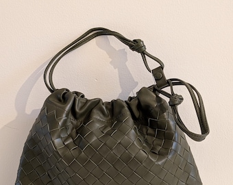 Elegante geweven leren handtas