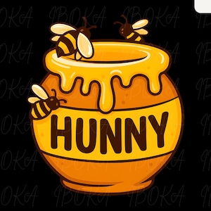 Hunny Pot PNG: Cute Honey Jar Clipart, Winnie the Pooh Cut File, Honey Pot, Pot of Hunny Graphic, Bear, Baby Shower (Digital Download)