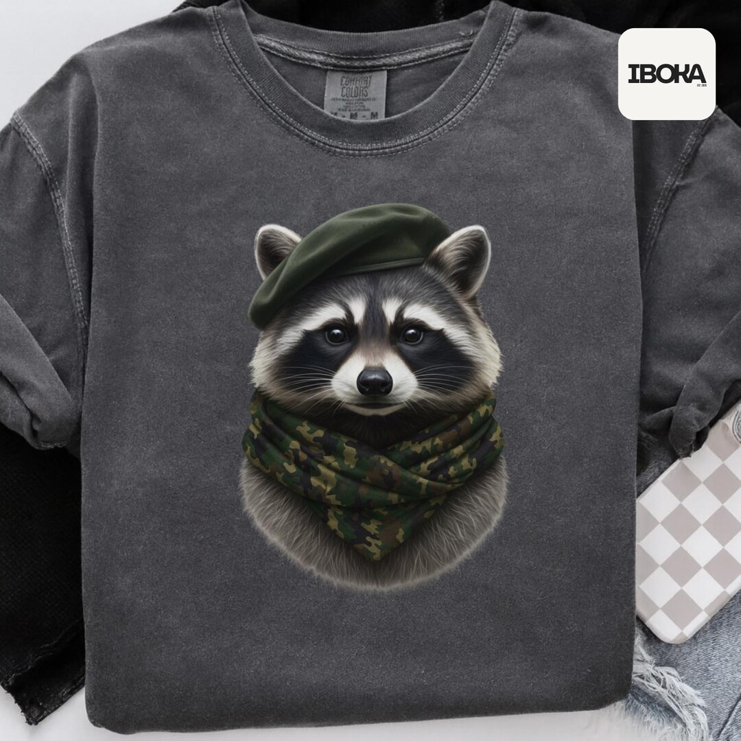 Tactical Raccoon With Beret PNG: Funny Military Animal Illustration ...