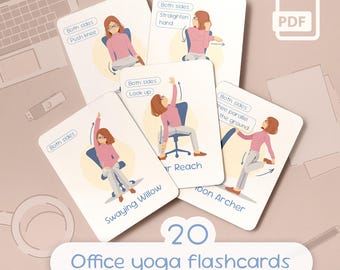 Office Yoga Flashcards | Digital Download | Desk Stretches, Workplace Wellness, Printable Yoga Cards