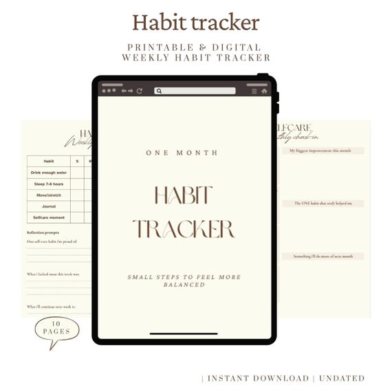 Habit Tracker Digital Download| Printable & Digital Habit Tracker | Weekly Planner PDF | Minimal Self-Care Template | Selfcare Habit Tracker