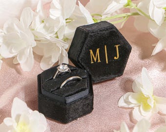 Personalized Velvet Ring Box: Triple Slot Velvet Ring Box