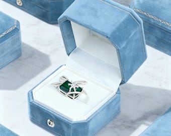 Vintage Velvet Ring Box for Engagement, Wedding Jewelry Gift & Proposal Memory Keepsak