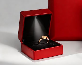 Scatola per anello di fidanzamento per proposta / Scatola per anello sottile con luce / Scatola per anello di proposta / Scatola per anello illuminata