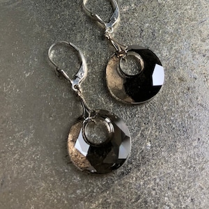 Swarovski-Kristall-Ohrringe, grau, rauchig grau, hellgrau, Runde Kristalle, baumeln, Tropfen, Geschenke, Braut, Brautjungfern