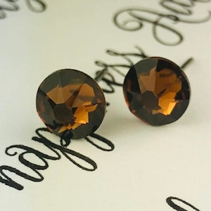 Cristaux Swarovski chocolat, Topaze fumée, Boucles d&#39;oreilles, Mariage, Mariée, Cadeaux