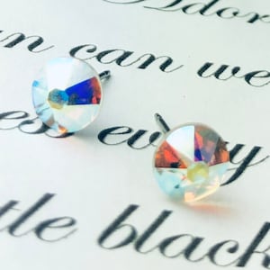 Clear AB (Aurora Borealis) Swarovski Crystal Stud Earrings, Wedding, Bridal, Gifts