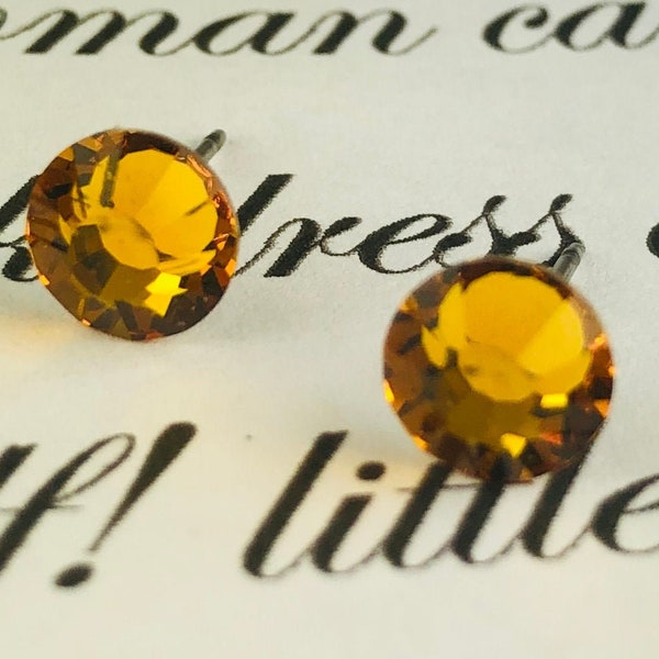 Amber Topaz Swarovski Crystal Stud Earrings, Bridesmaids, Wedding, Bridal Gifts