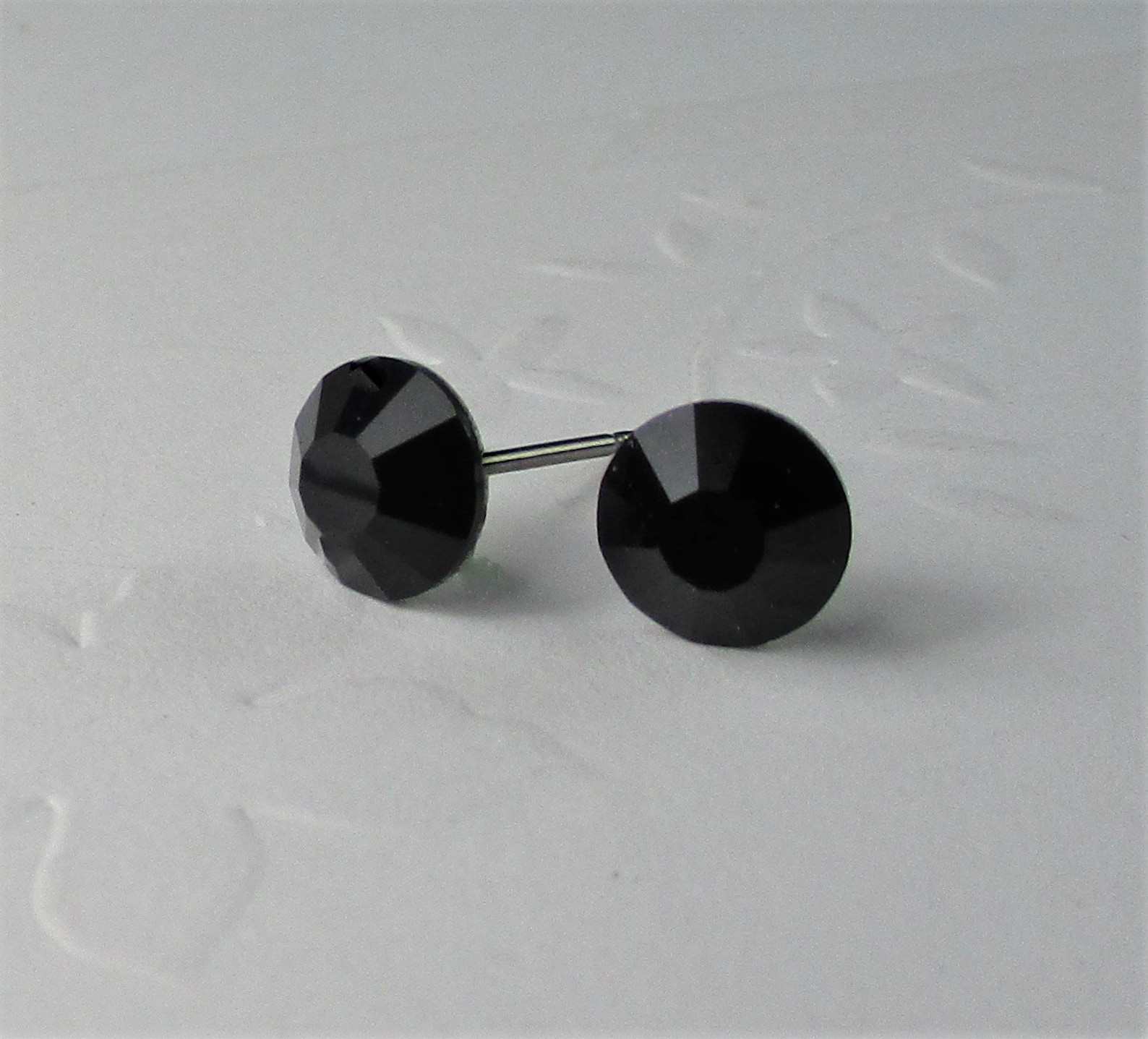 Black Jet Swarovski Crystal Stud Earrings, Minimalist, Dark Neutral ...