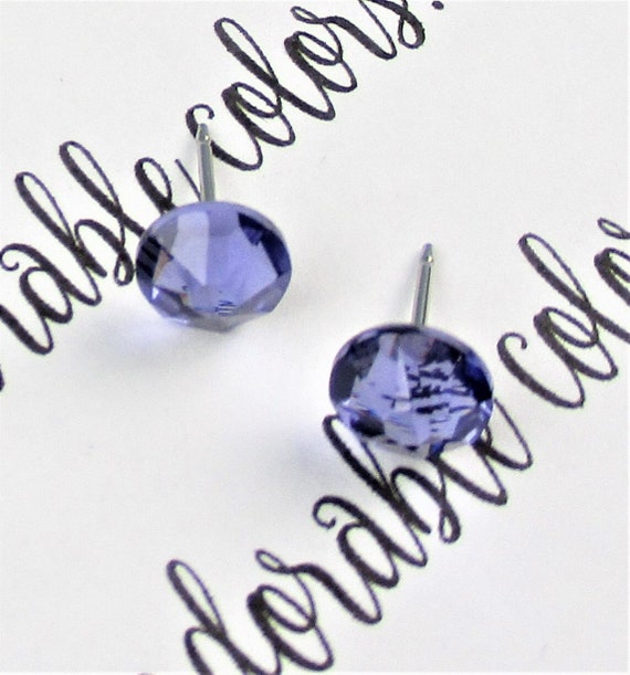 Swarovski Tanzanite Crystal Stud Earrings, 1/4