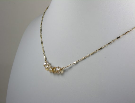 Golden Shadow Swarovski Crystal Bar Necklace, 14K Gold Filled or