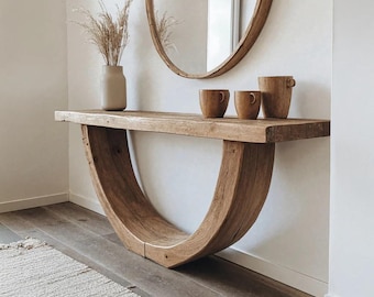 Consola rústica de madera maciza, mueble estrecho para recibidor o pasillo, decoración de estilo granja.