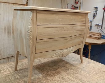 Cómoda barroca de madera, cómoda tallada de 3 cajones, roble, haya y fresno, cómoda de estilo francés, mueble de dormitorio hecho a mano, armario de almacenamiento ornamentado
