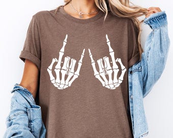 Skeleton Hand T-Shirt, Skeleton Shirt, Horror Gift, Skeleton Rock Tee, Rock and Roll Shirt, Halloween Shirt, Rock On Halloween, Skull Shirt