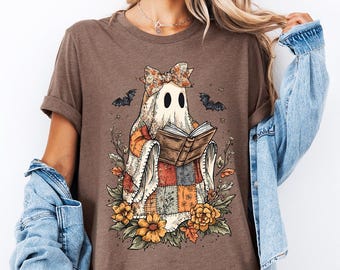Ghost Reading T-shirt, Teacher Halloween Shirts, Librarian Shirt, Book Lover Tshirt, Reading Shirt,  Halloween School Shirts
