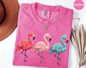 Comfort Colors® Flamingo Summer Shirt, Hello Summer Flamingo Shirt, Beach Vacation Tee, Cute Summer Shirt Women, Vacation Outfit