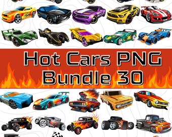 Hot Racing Car PNG Bundle 30, Hot Rod Clipart, Muscle Car PNG, Toy Car Graphics, Cartoon Race Car Sublimation, Kids Birthday Design