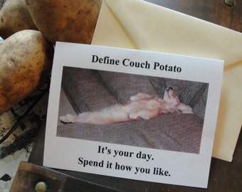 Dachshund Birthday Card titled "Define Couch Potato"