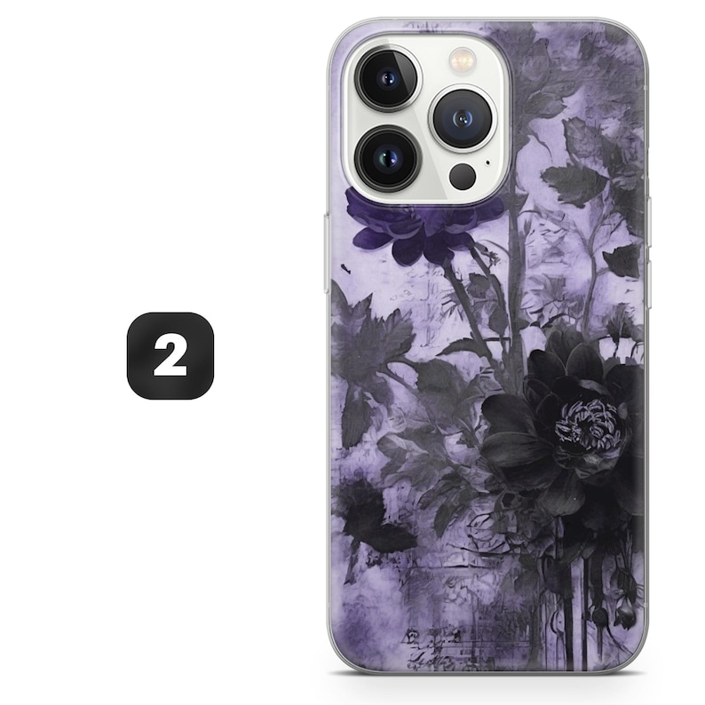 Gotiskt telefonskal med lila konst och mystisk ängel för iPhone 17, 16, 15, 14, 13, 12, Samsung S26, S25, S24, A17, A56, Pixel 10 Pro, 9A, 8, 7 2