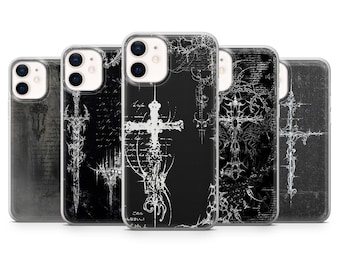 Gotiskt telefonskal med mörk grunge-motiv och änglalikt motiv för iPhone 17, 16, 15, 14, 13, 12, Samsung S26, S25, S24, A17, A56, Pixel 10 Pro XL, 9A, 8Pro, 7