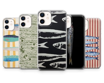 Custodia per telefono Sardina Pesce Oceano Cover Nautica per iPhone 17, 16, 15, 14, 13, 12, Samsung S26, S25, S24, A17, A56, Pixel 10 Pro XL, 9A, 8A, 7A