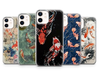 Koi fish Phone Case Japanese Pond Aquatic Cover for iPhone 17, 16, 15, 14, 13, 12, Samsung S26, S25, S24, A17, A56, Pixel 10 Pro, 9A, 8A, 7A