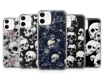 Funda para teléfono con diseño de calavera, estilo gótico grunge punk, compatible con iPhone 17, 16, 15, 14, 13, 12, Samsung S26, S25, S24, A17, A56, Pixel 10 Pro XL, 9A, 8A y 7A.