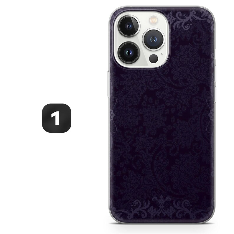Gotiskt telefonskal med lila konst och mystisk ängel för iPhone 17, 16, 15, 14, 13, 12, Samsung S26, S25, S24, A17, A56, Pixel 10 Pro, 9A, 8, 7 1