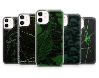 Mörkt mobilskal i gotiskt grungegrönt för iPhone 17, 16, 15, 14, 13, 12, Samsung S26, S25, S24, A17, A56, Pixel 10 Pro XL, 9A, 8Pro, 7A